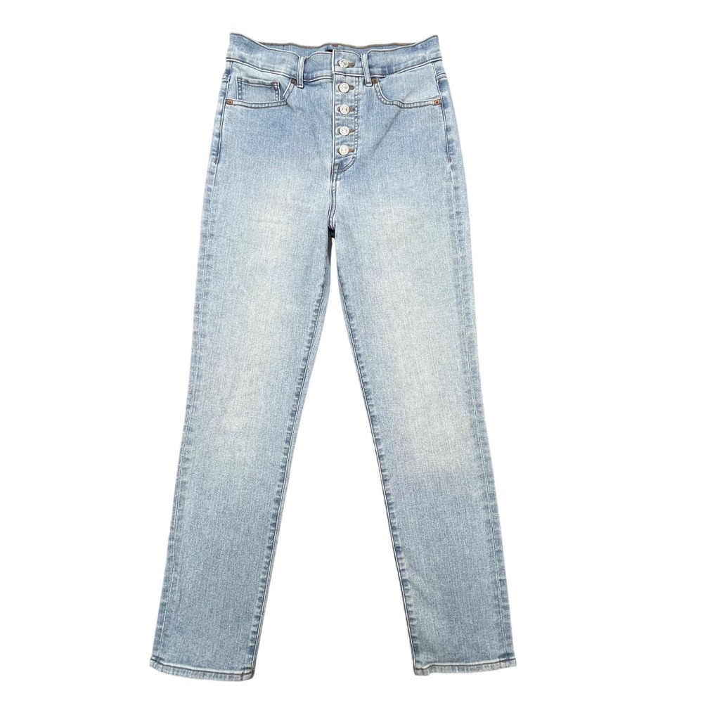 Express Light Wash Slim Super High Rise Button Fly Jeans Womens 6L